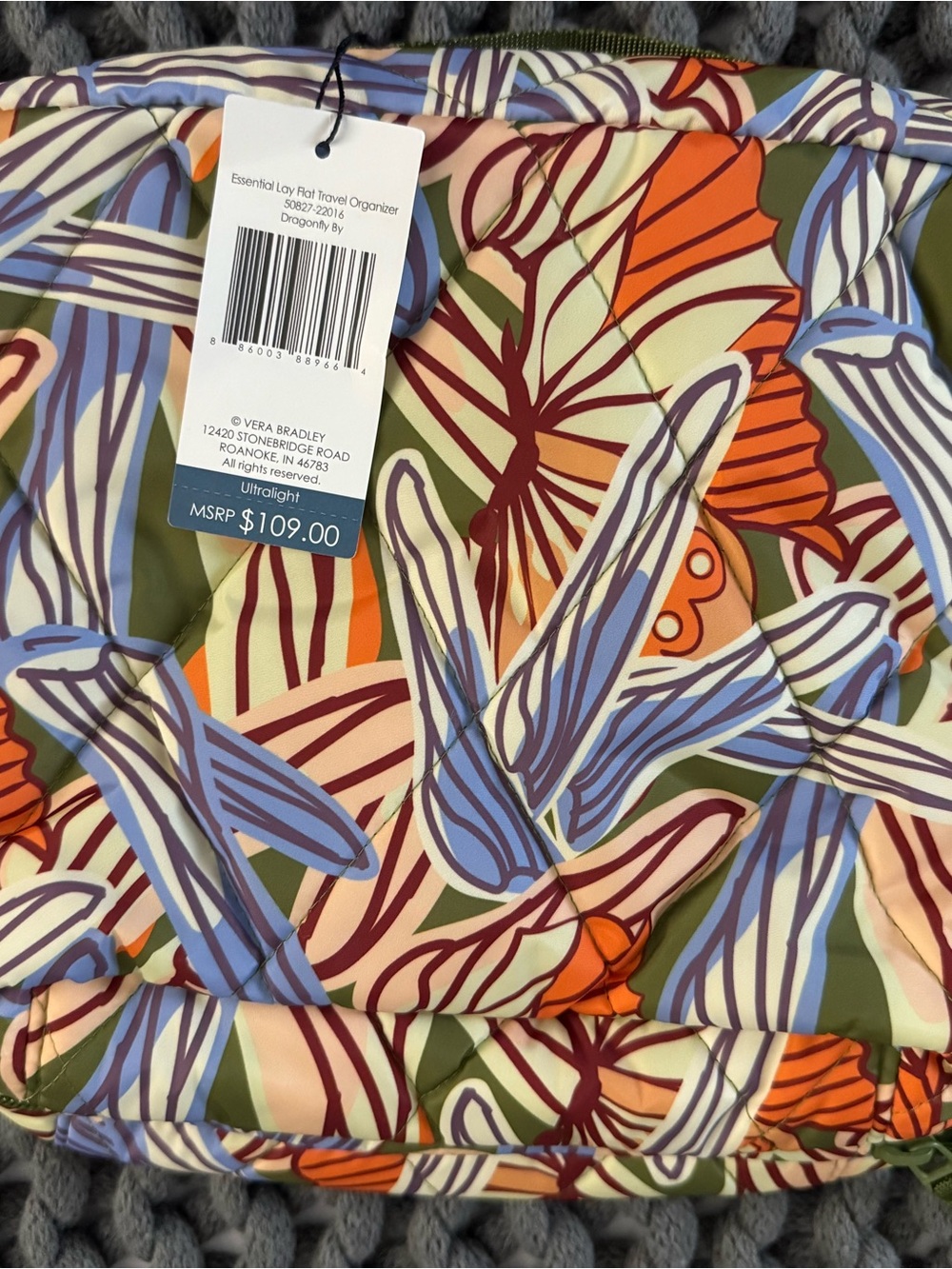 Vera Bradley Floral Print Cosmetic Travel Organizer - Blue, Orange, Olive, Cream
